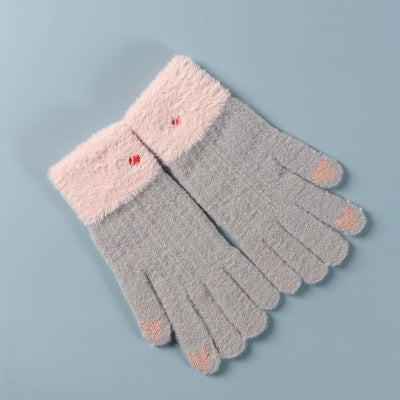 Women's Gloves Winter Touch Screen Jacquard Knitted Warm Gloves