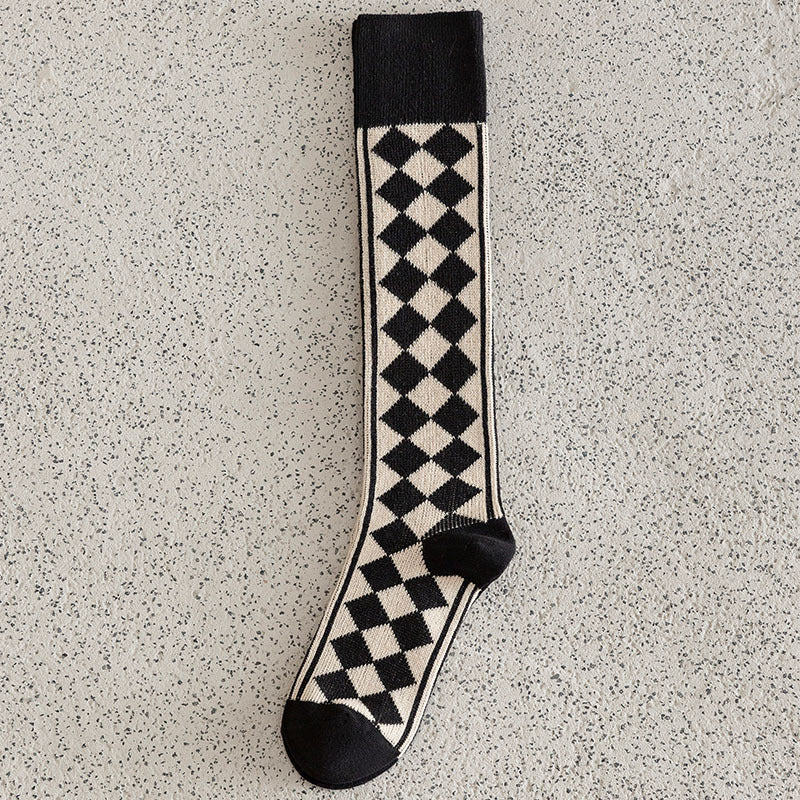 Slimming Versatile Rhombus Calf Socks Women