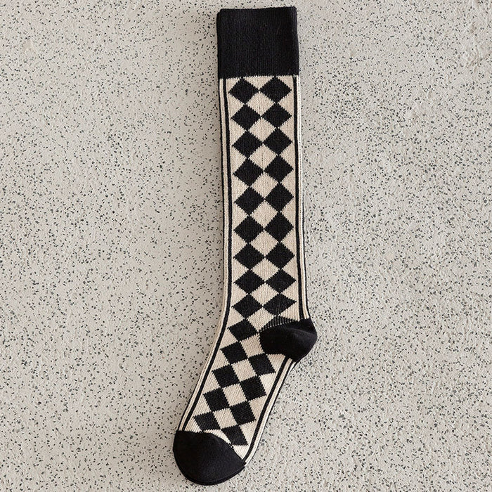 Slimming Versatile Rhombus Calf Socks Women
