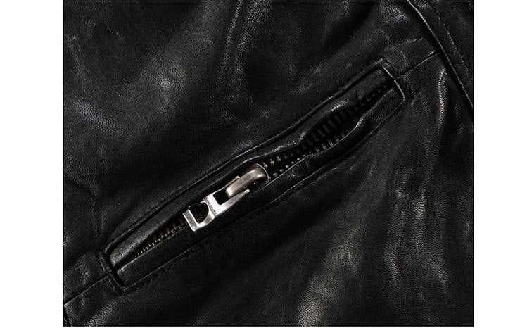 Men's Leather Leather Slim-fit Motorcycle Goatskin Leather Jacket Cowhide