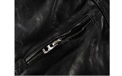 Men's Leather Leather Slim-fit Motorcycle Goatskin Leather Jacket Cowhide