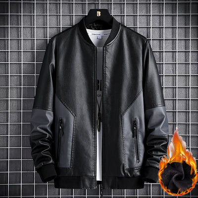 Slim-Fit Leather With Baseball Collar