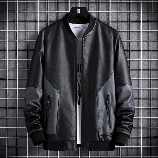 Slim-Fit Leather With Baseball Collar