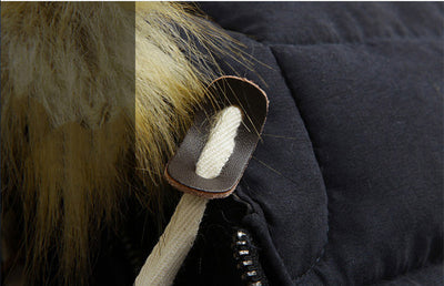 Winter Fur Collar Cotton-Padded Jacket Men's Korean Style Slim Mid-Length Men's Student Padded Jacket And Velvet Thick Hooded Jacket