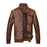 Stand-up collar leather padded leather jacket