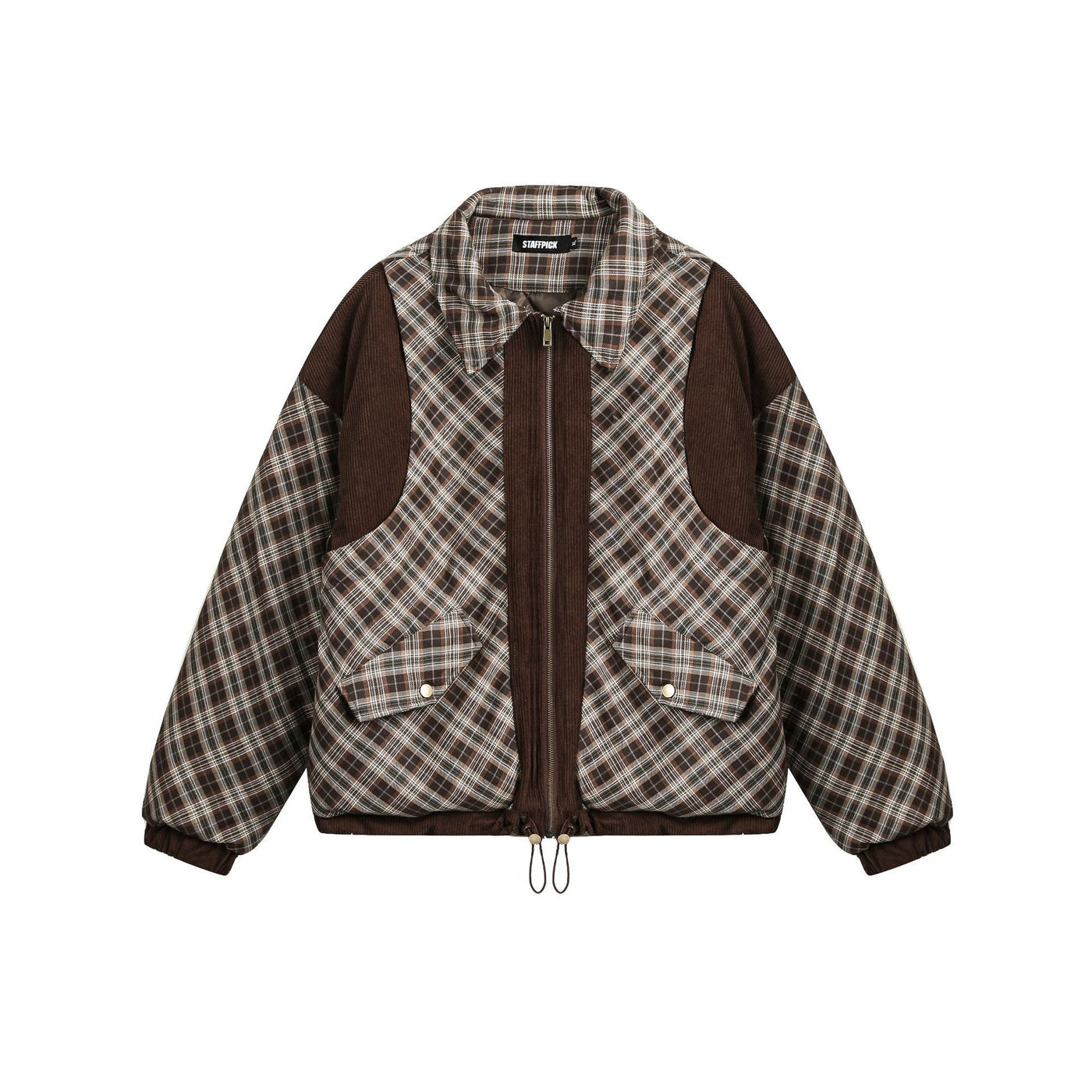 Winter Warm American Retro Plaid Patchwork Cotton-padded Jacket