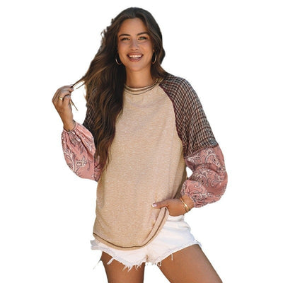 Autumn Crew Neck Knitwear Women's  Multi-color Printed Long-sleeved Top Women