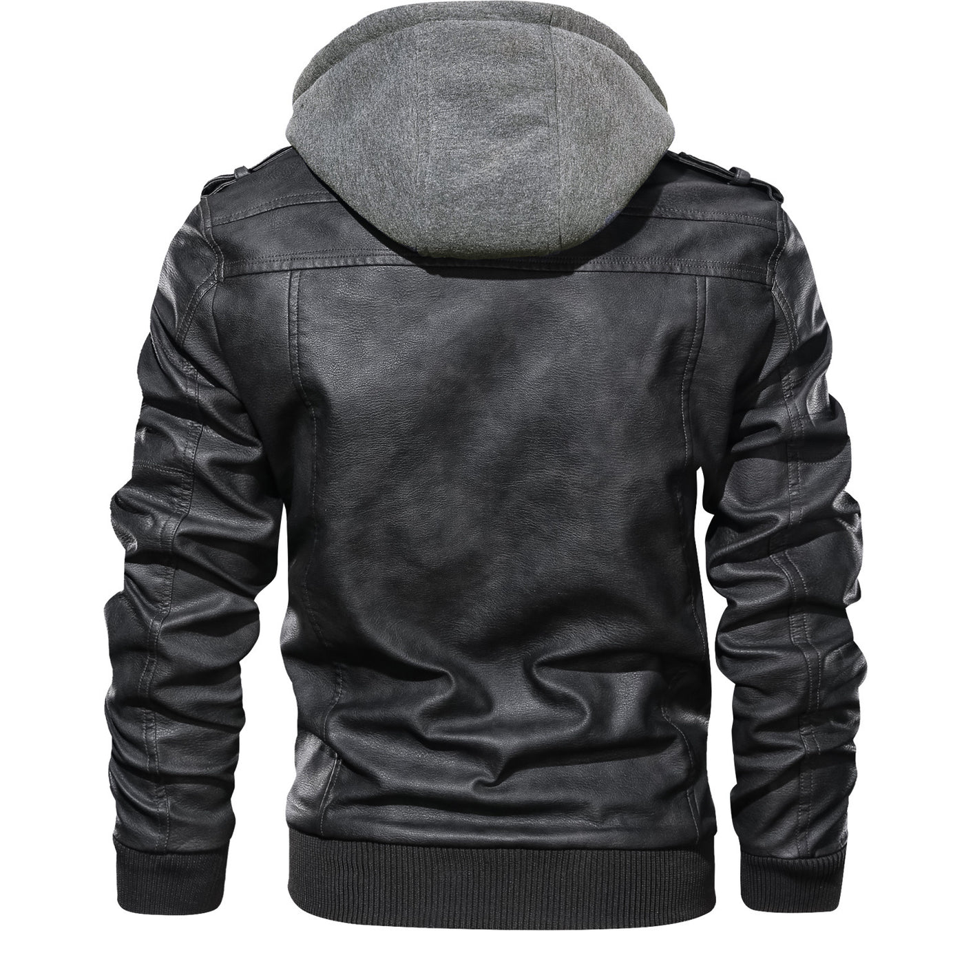 Men's Leather Jackets, Faux Leather Jacket For Men Lapel Zip-Up Slim Fit Coat