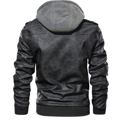 Men's Leather Jackets, Faux Leather Jacket For Men Lapel Zip-Up Slim Fit Coat