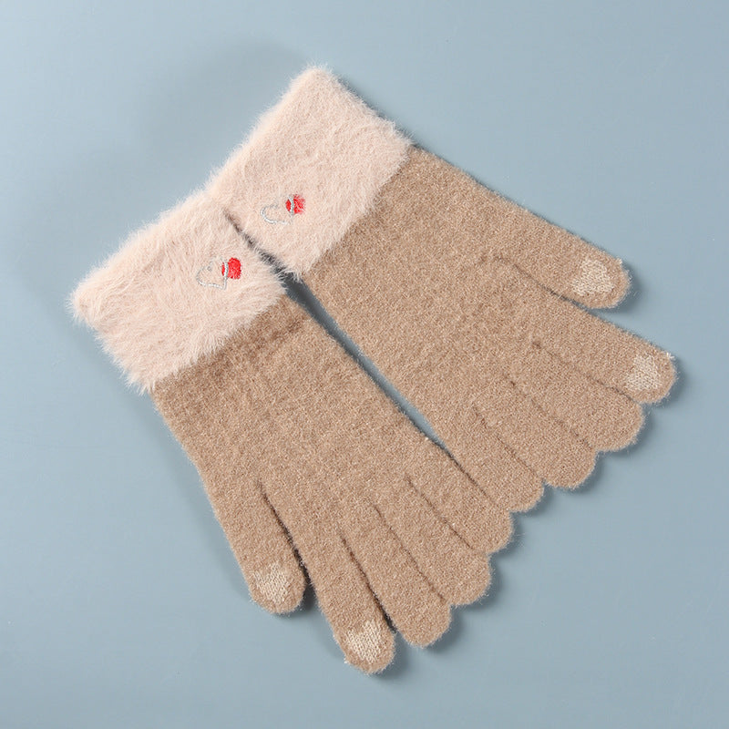 Women's Gloves Winter Touch Screen Jacquard Knitted Warm Gloves