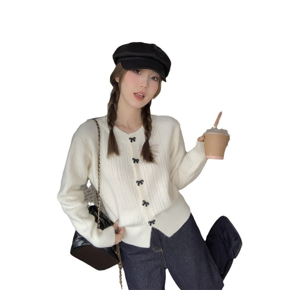 Lazy Bow Short Sweaters Cardigan