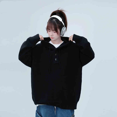 Hooded Sweater Half Cardigan Knitwear