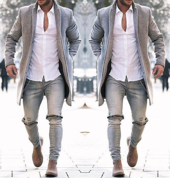 Men's trench coat long autumn and winter coats