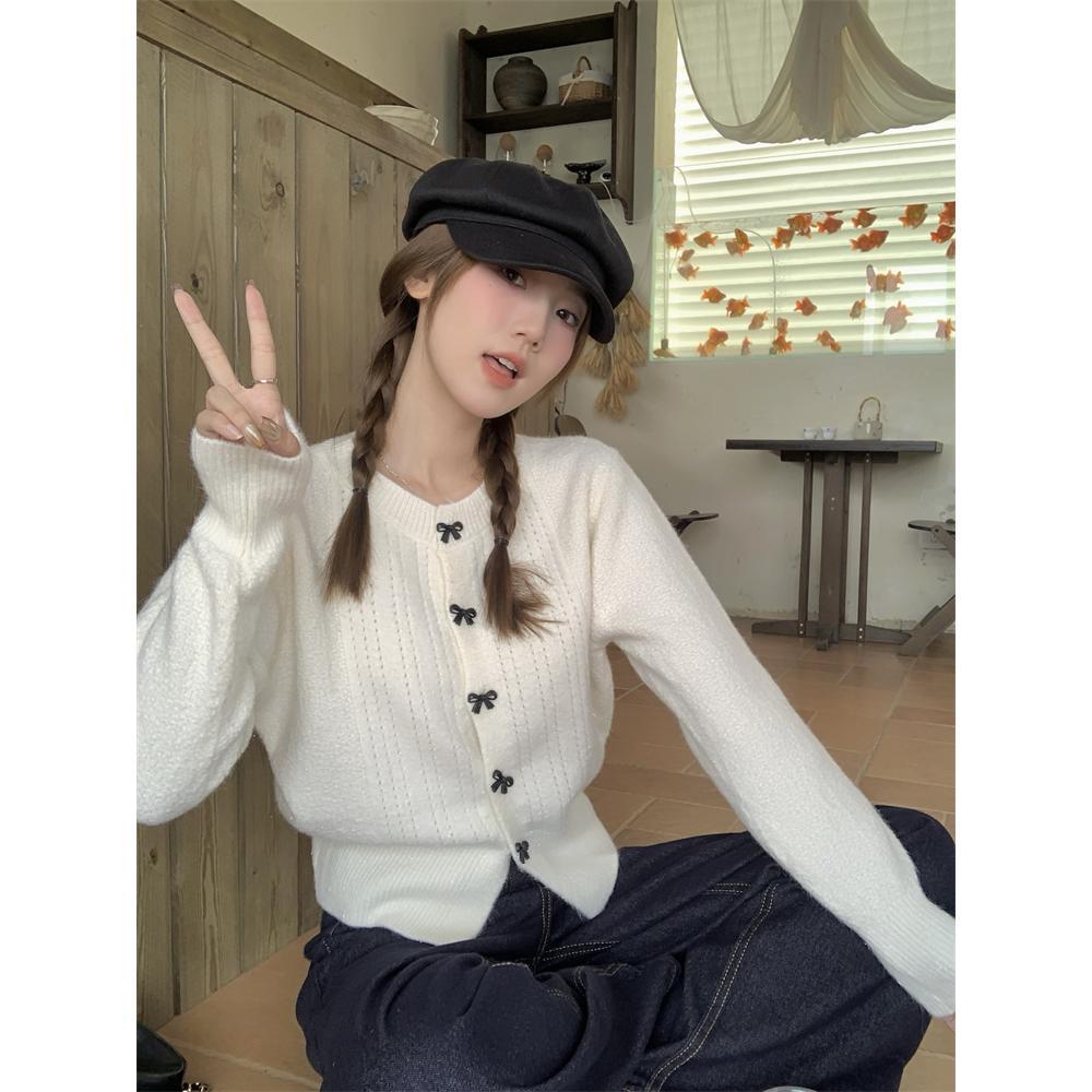Lazy Bow Short Sweaters Cardigan