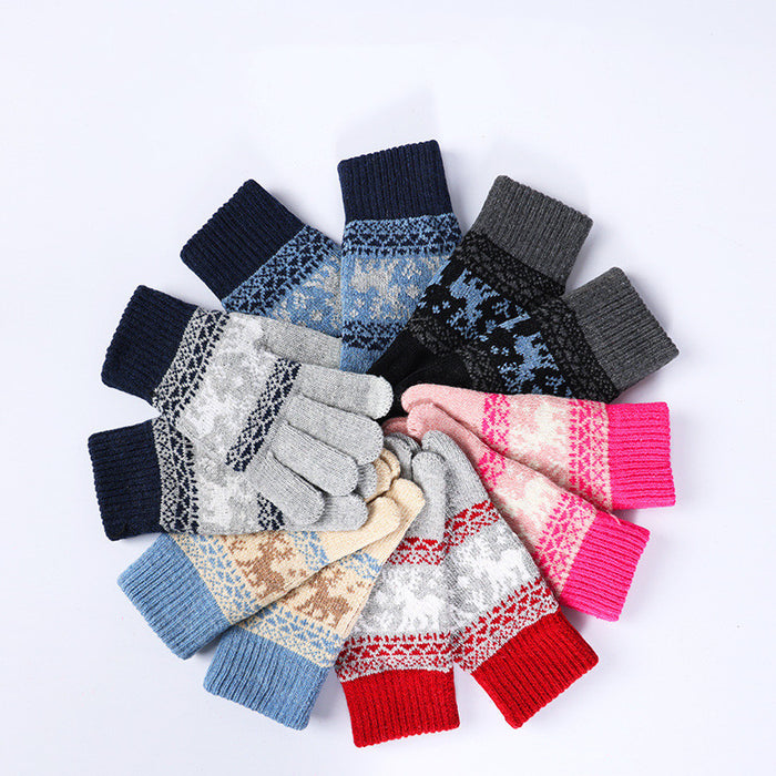 Women's Gloves Winter Warm Thickened Five-finger Riding Finger Gloves
