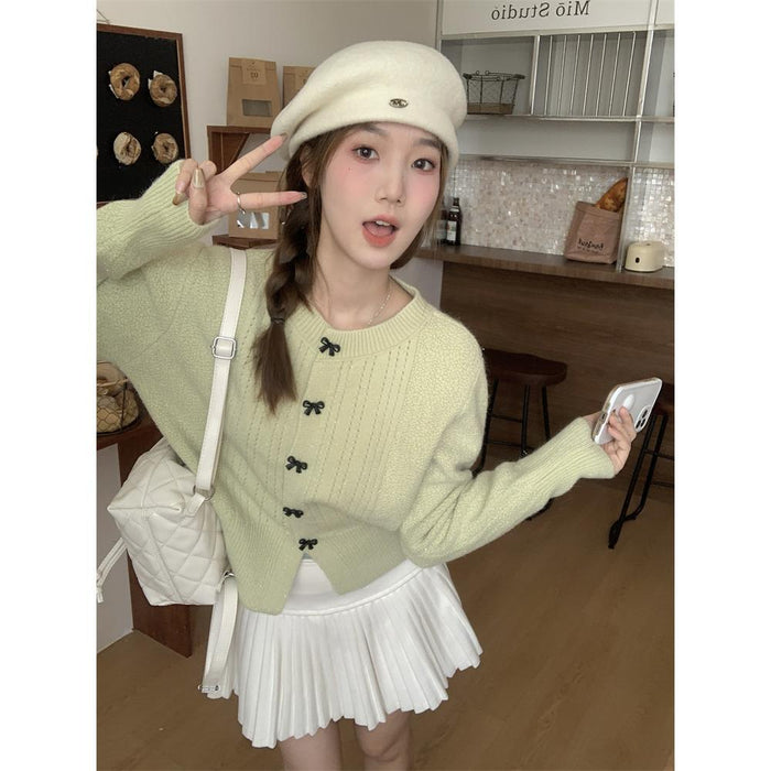 Lazy Bow Short Sweaters Cardigan