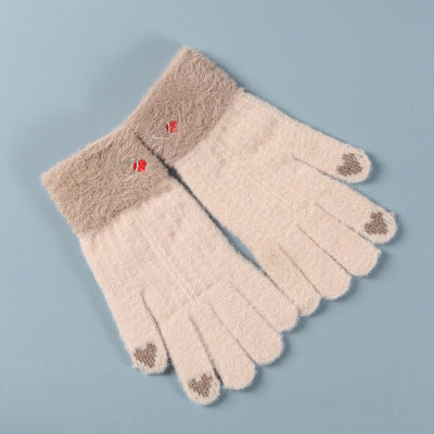 Women's Gloves Winter Touch Screen Jacquard Knitted Warm Gloves