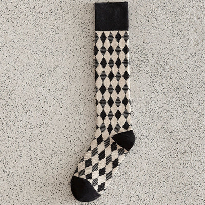Slimming Versatile Rhombus Calf Socks Women