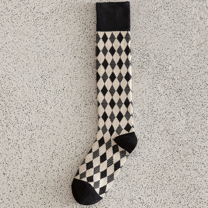 Slimming Versatile Rhombus Calf Socks Women