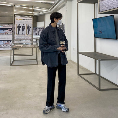 Men's Autumn Loose Washed Denim Shirt Jacket