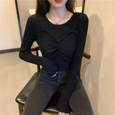 Fake Two Sweaters With Tops And Sweaters Inside