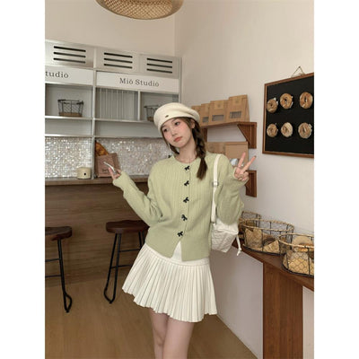 Lazy Bow Short Sweaters Cardigan