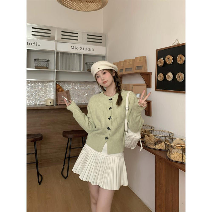 Lazy Bow Short Sweaters Cardigan