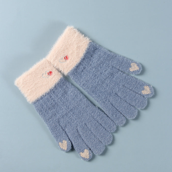 Women's Gloves Winter Touch Screen Jacquard Knitted Warm Gloves