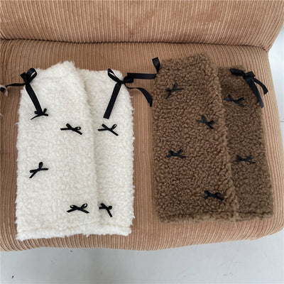 Lamb Wool Bow Foot Sock Thick Warm