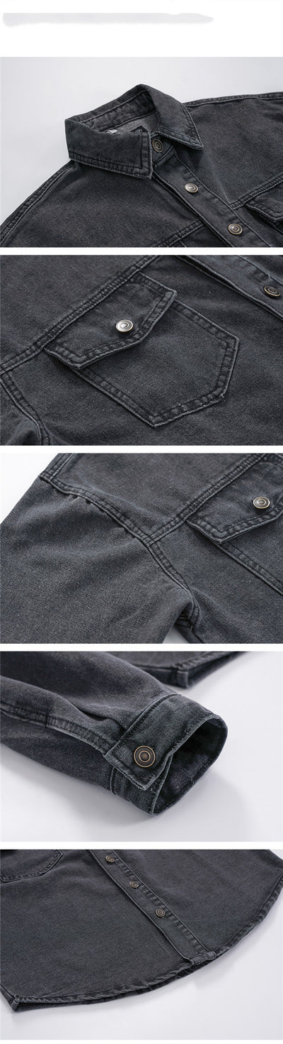Men's Autumn Loose Washed Denim Shirt Jacket